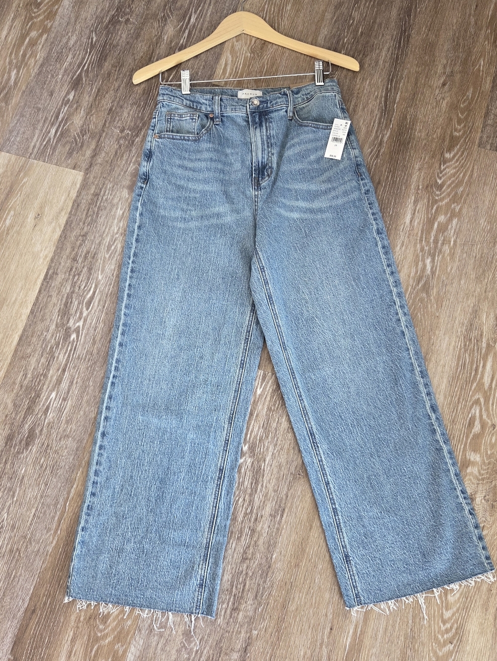PacSun Nora Wide Leg Flare Blue Denim Jeans NWT High Rise High Waist Cropped - Picture 4 of 15